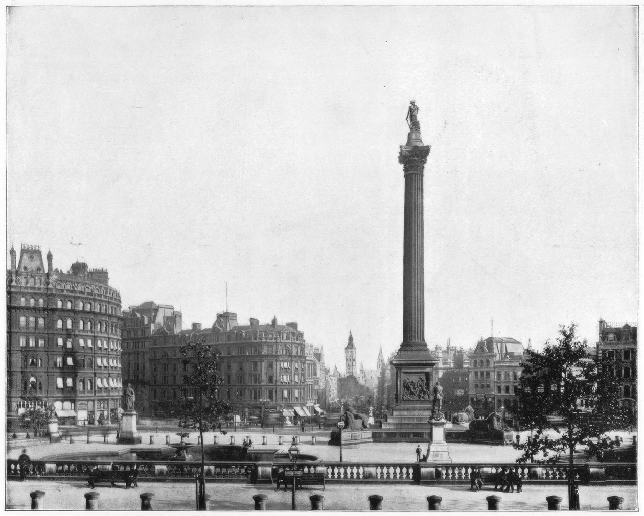 Trafalgar Square, London, slutningen af det 19. århundrede af John L. Stoddard