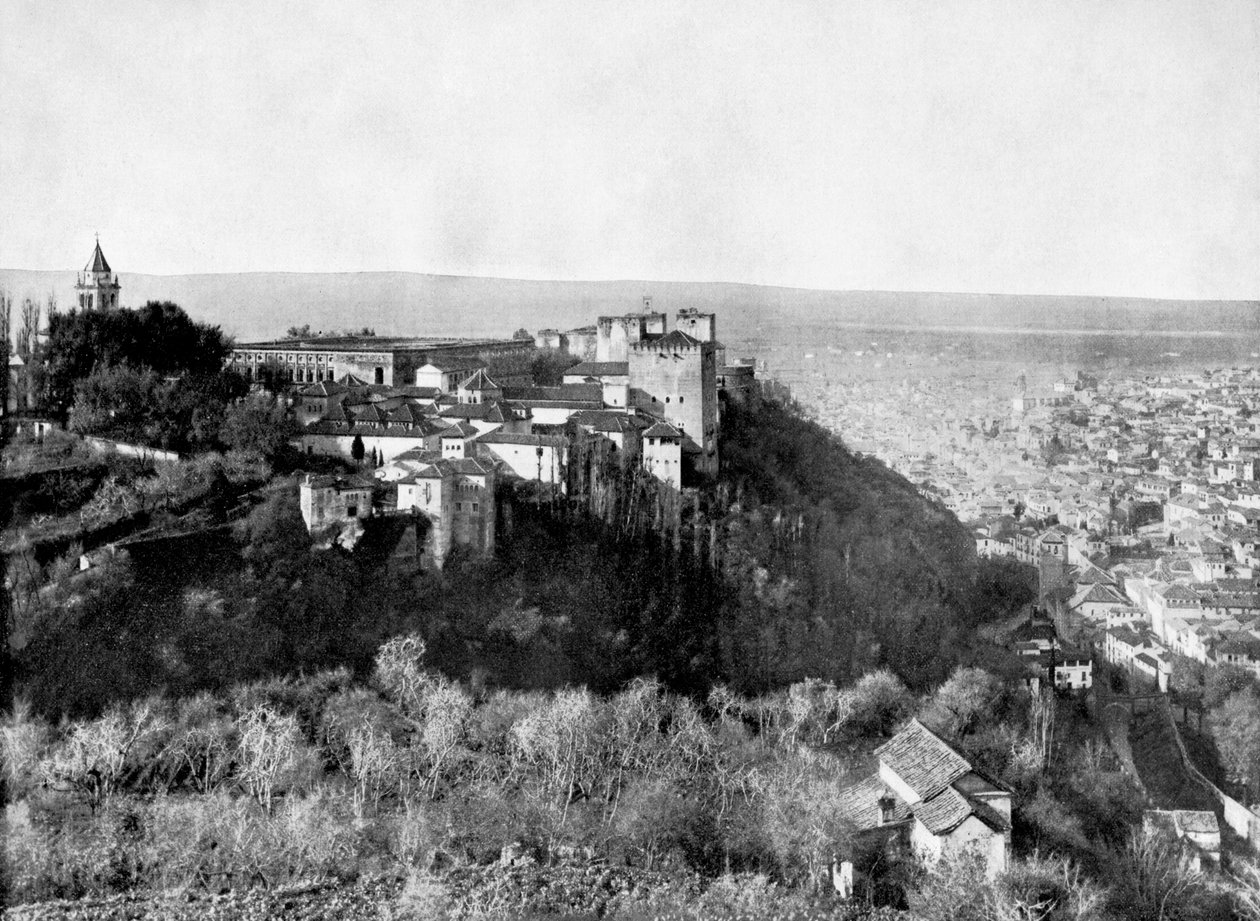 Udsigt over Alhambra, Granada, Spanien, 1893. af John L. Stoddard