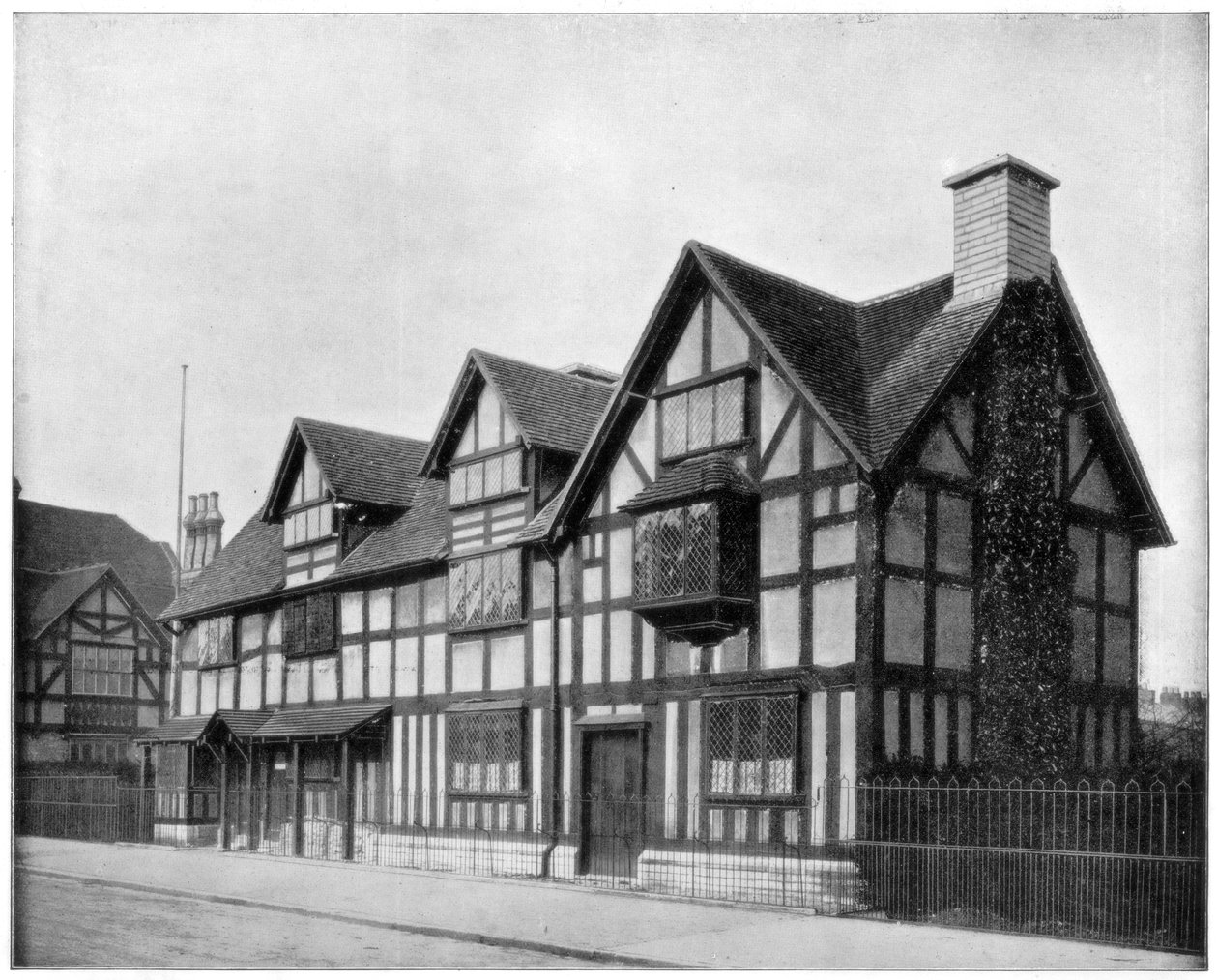 William Shakespeares hus, Stratford-upon-Avon, Warwickshire, slutningen af det 19. århundrede af John L. Stoddard
