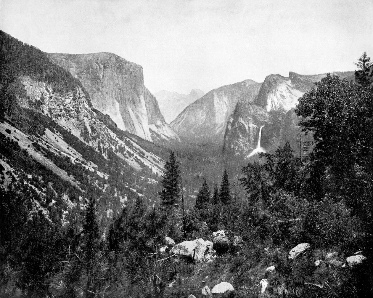 Yosemite Valley fra Artists Point, Californien, USA, 1893. af John L. Stoddard
