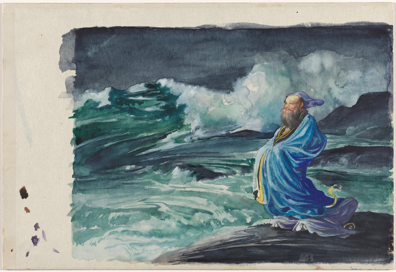 En Rishi oprører en storm, 1897. af John La Farge