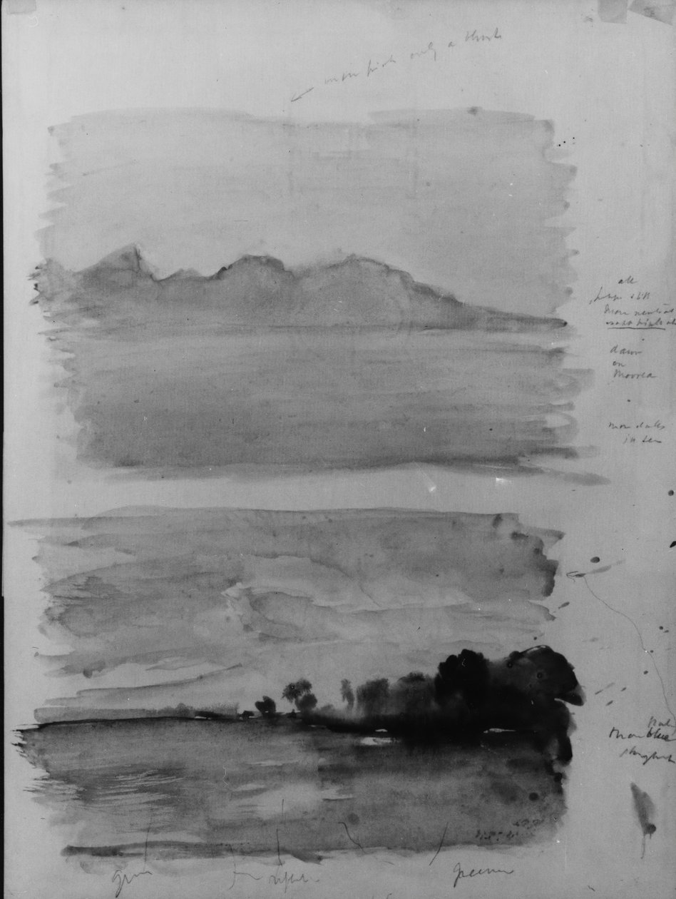 Double Study of Dawn, Moorea set over vandet, Tahiti, 1891. af John La Farge