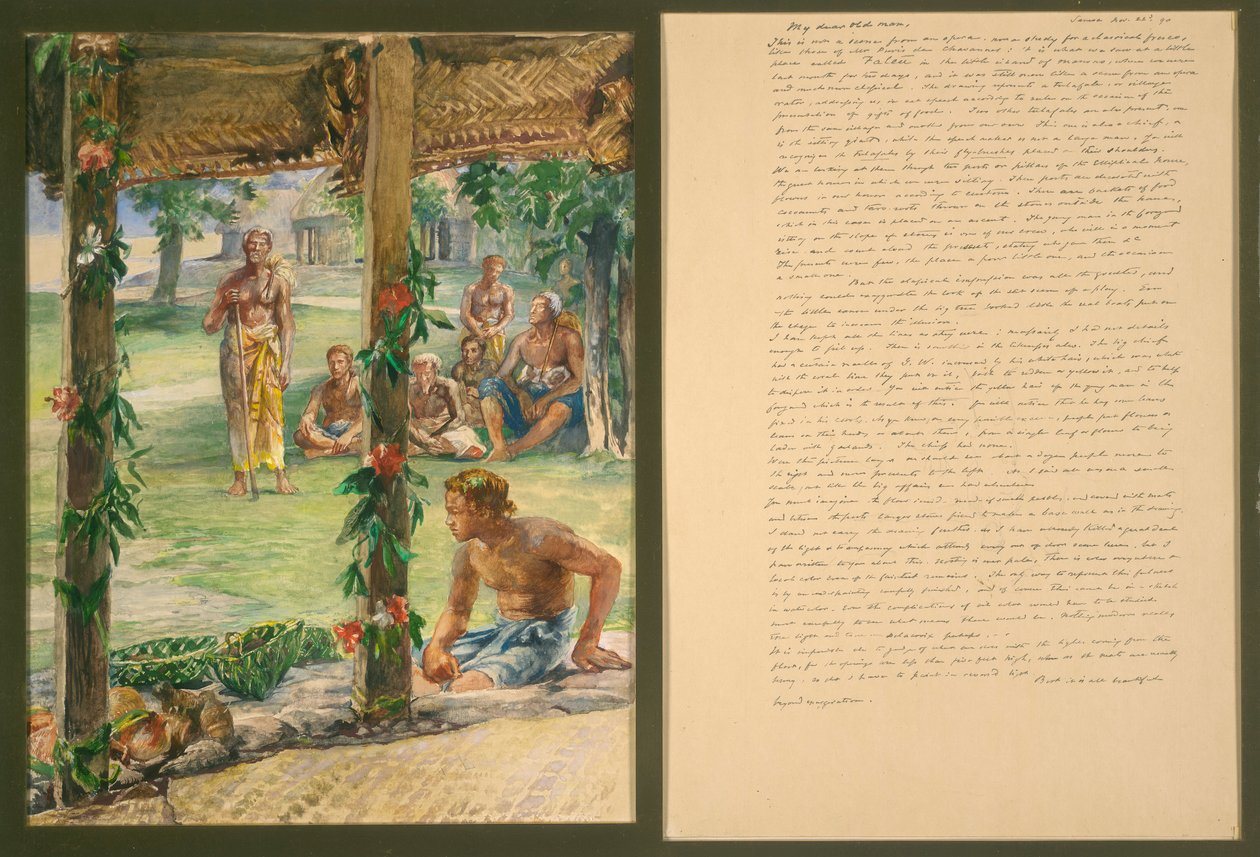 Præsentation af madgaver på Manono Island, Samoa af John La Farge