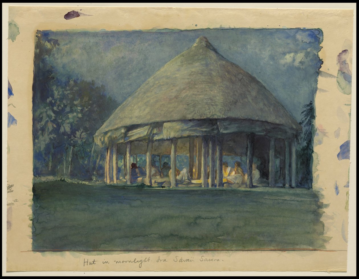 Hut in Moonlight, Eva, Sawai, oktober 190, 190 af John La Farge or Lafarge