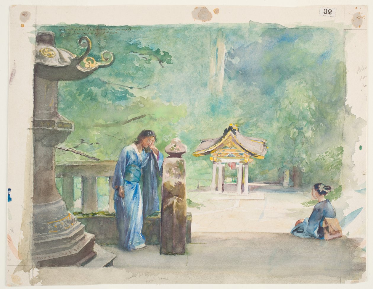 Hellig skrifttype, Iyemitsu-templet (wc over grafit på papir) af John La Farge or Lafarge