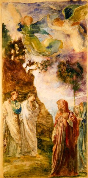 Tre Marys: Study for the Southworth Window, Church of the Ascension, New York (akvarel og gouache over grafit på papir) af John La Farge or Lafarge