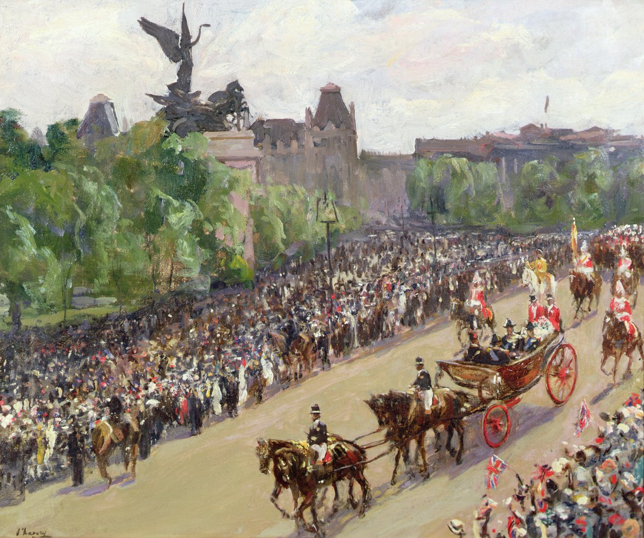 A State Procession, Hyde Park Corner (olie på lærred) af John Lavery