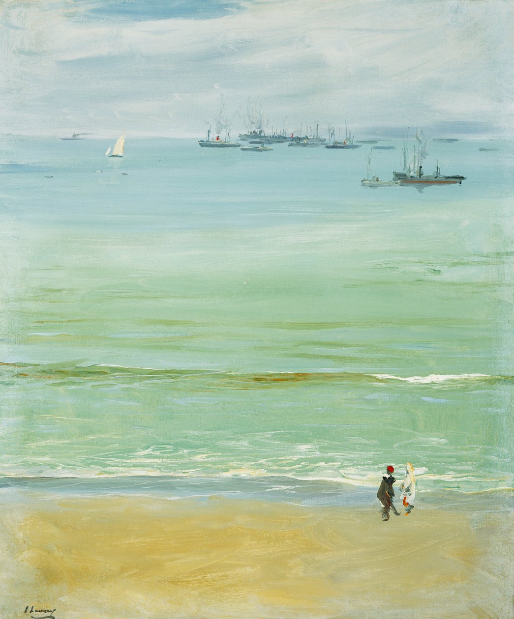 En ung kvinde skubber en baby i en barnevogn af John Lavery