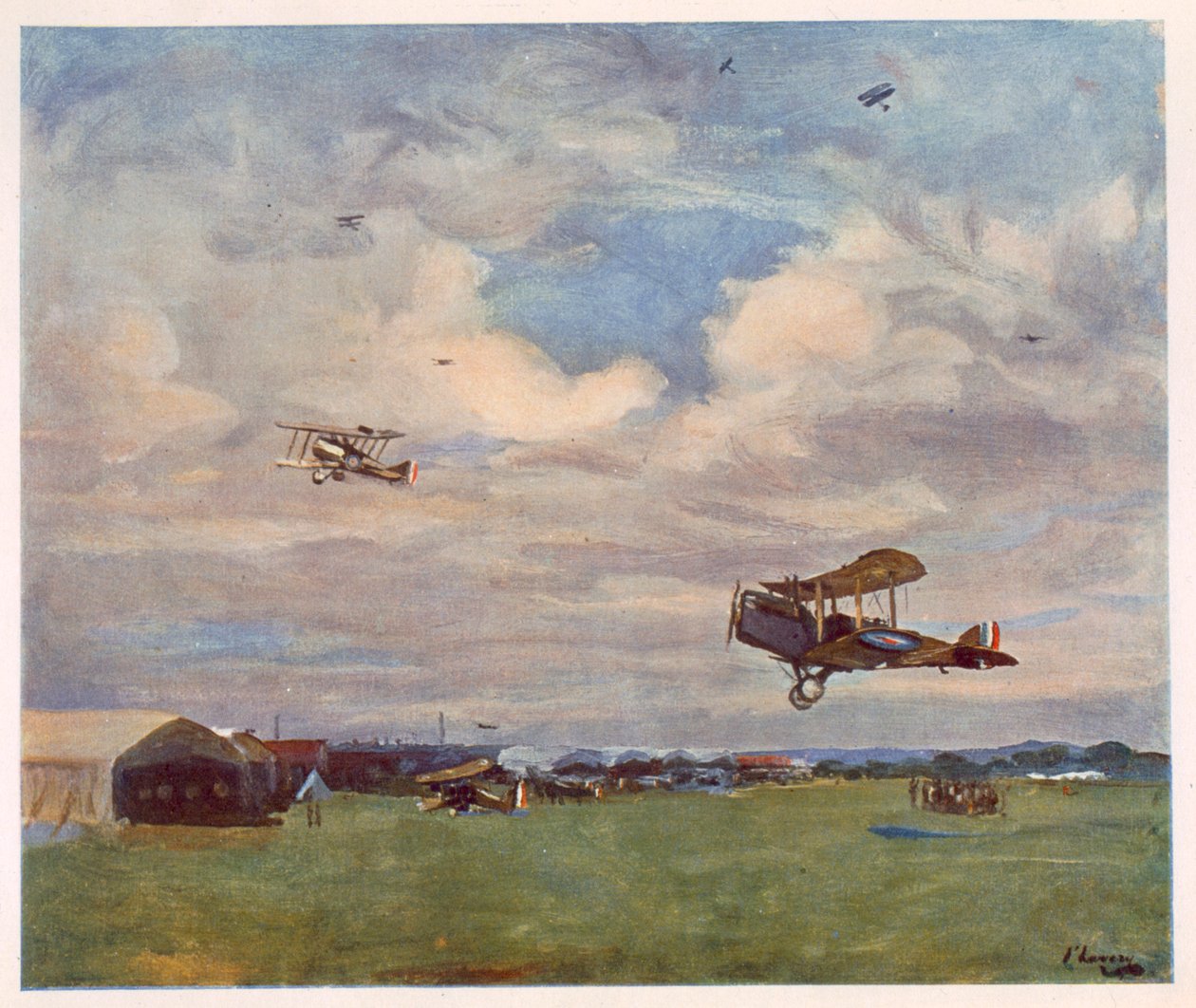 An Aerodrome, fra British Artists at the Front, fortsættelse af The Western Front, 1918 af John Lavery
