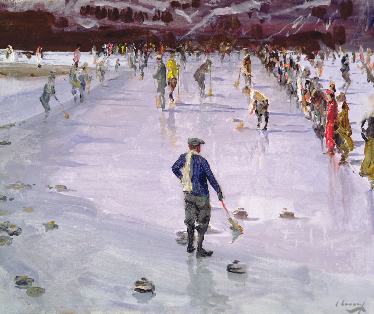 Curling i Wengen (olie på lærred) af John Lavery