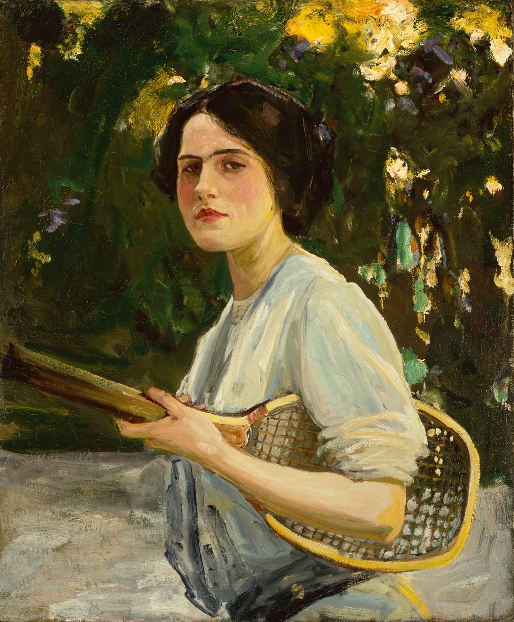 Eileen Lavery holder en tennisketcher af John Lavery