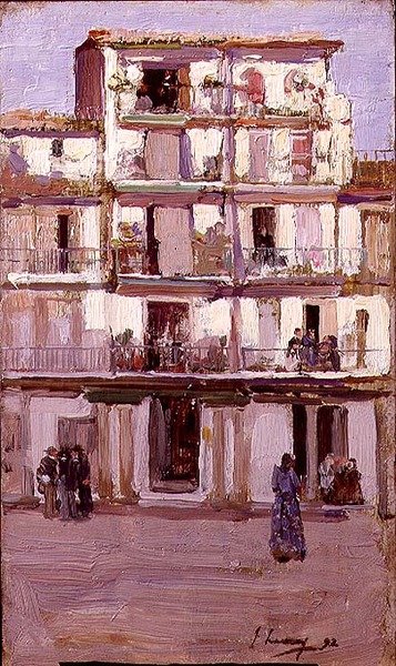 Hus i Tanger (olie på lærred) af John Lavery