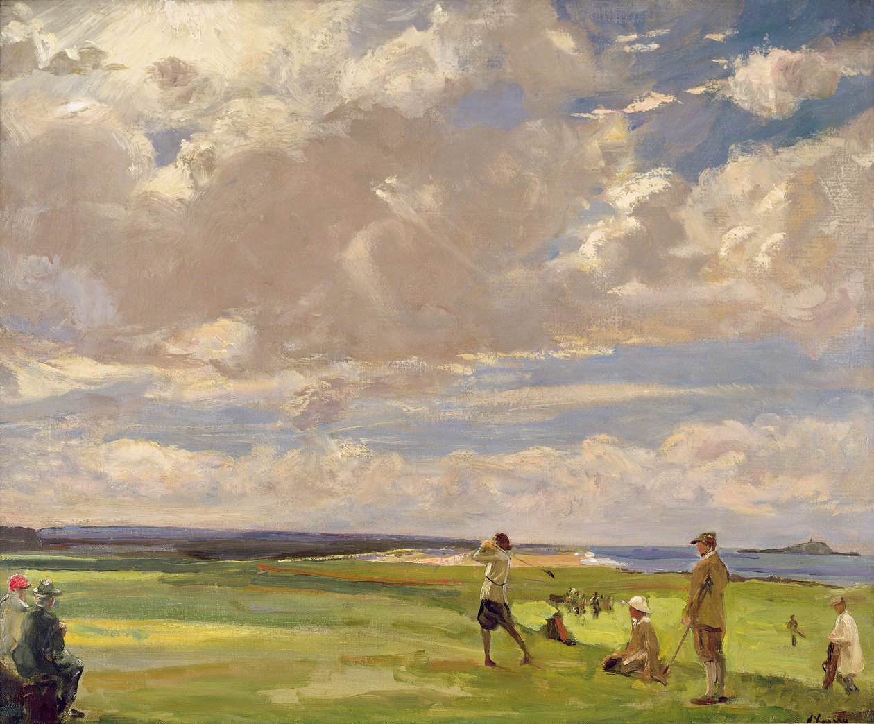 Lady Astor spiller golf på North Berwick (olie på lærred) af John Lavery