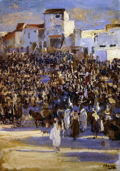 Market Place, Tanger (olie om bord) af John Lavery