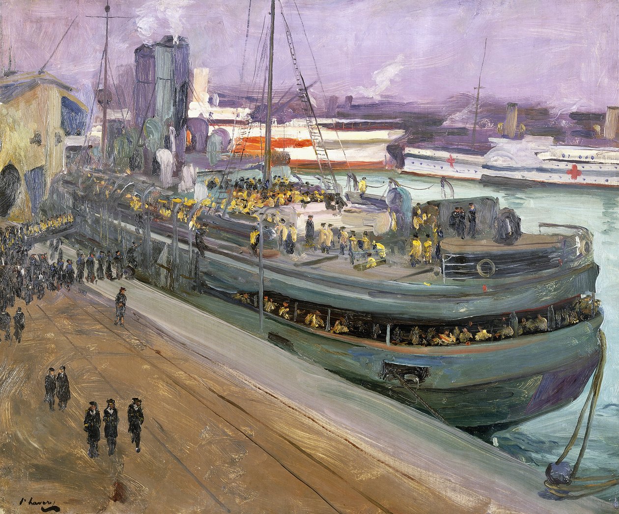Naval Ratings Embarking, Southampton af John Lavery