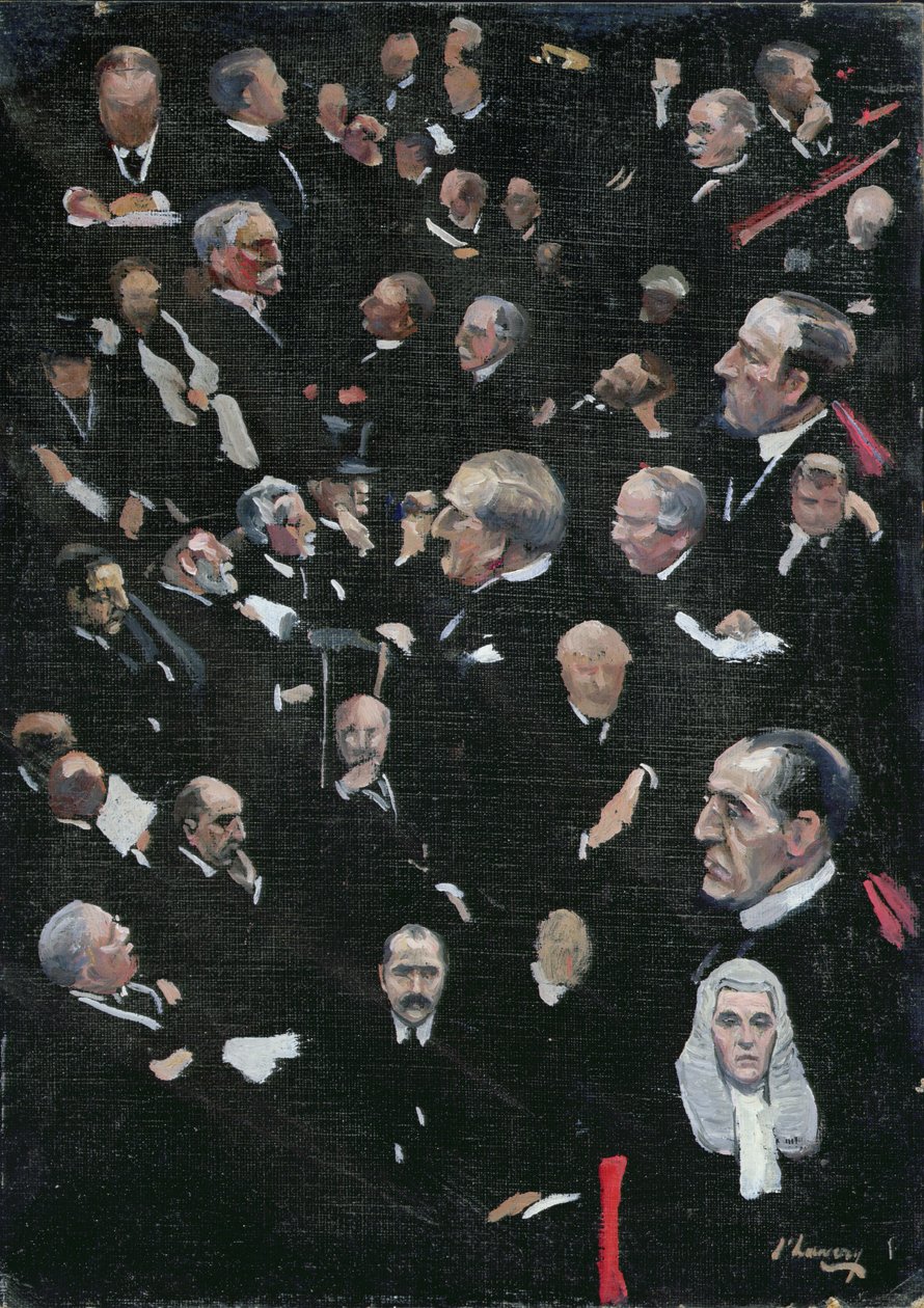 Studier i House of Lords, Viscount Morley flytter adressen, 14. december 1921 af John Lavery