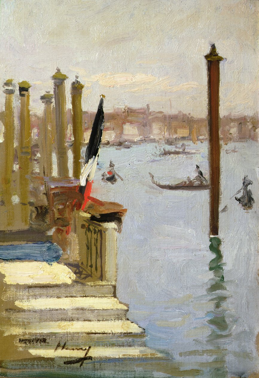 Det franske konsulat, Canal Grande, Venedig (olie på lærred) af John Lavery