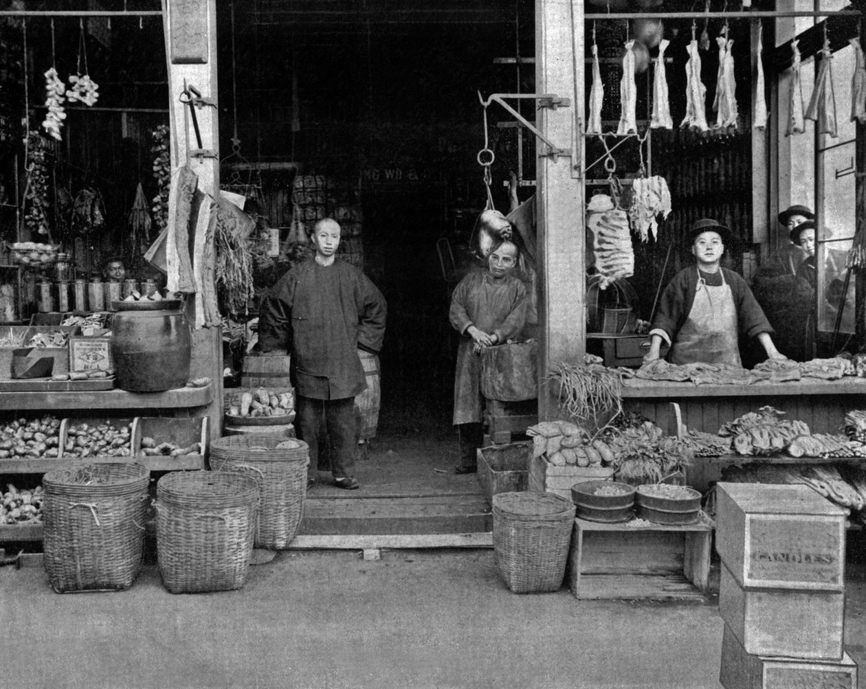 Chinatown i San Francisco (s/h foto) af John Lawson Stoddard