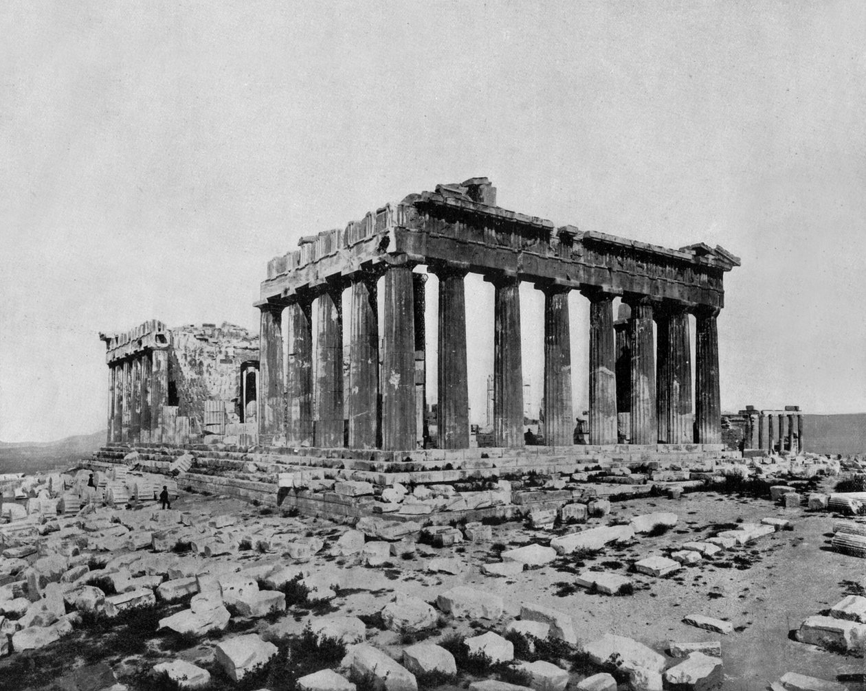 Parthenon på Akropolis, Athen (s/h foto) af John Lawson Stoddard