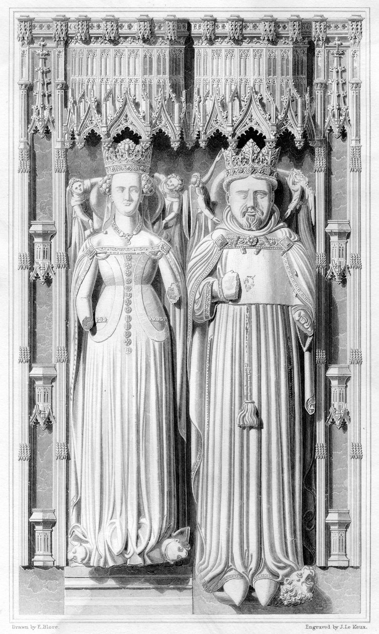 Skuebillede af Henrik IV og hans dronning Joan af Navarre i Canterbury Cathedral, 1826 af John Le Keux
