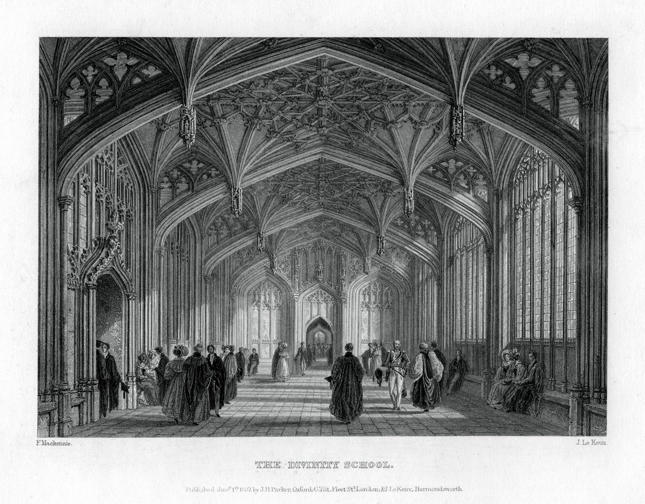 The Divinity School, Oxford, 1837. af John Le Keux