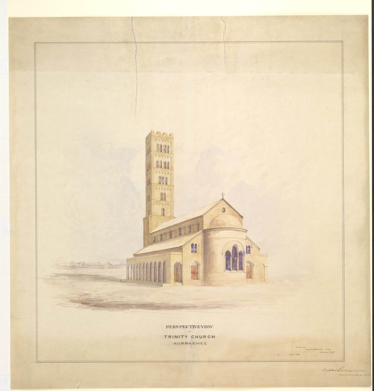 Trinity Church, Kurrachee (Karachi), september 1856 (akvarel på papir) af John Le Mesurier