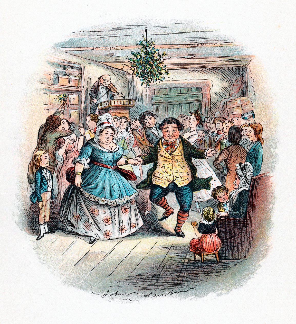A Christmas Carol: Mr Fezziwigs Ball, 1843 af John Leech