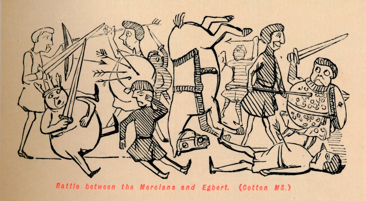 Slaget mellem Mercierne og Egbert, c1860, c1860 af John Leech
