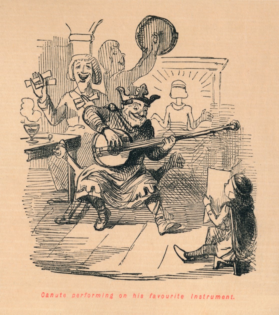 Knud optræder på sit yndlingsinstrument, c1860, c1860 af John Leech