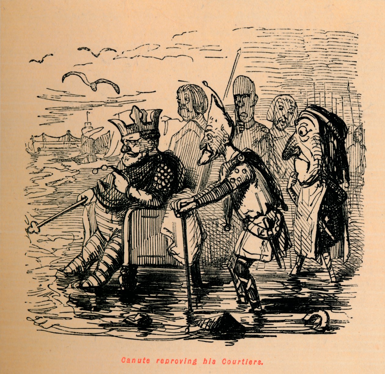 Knud irettesætter sine hofmænd, c1860, c1860 af John Leech