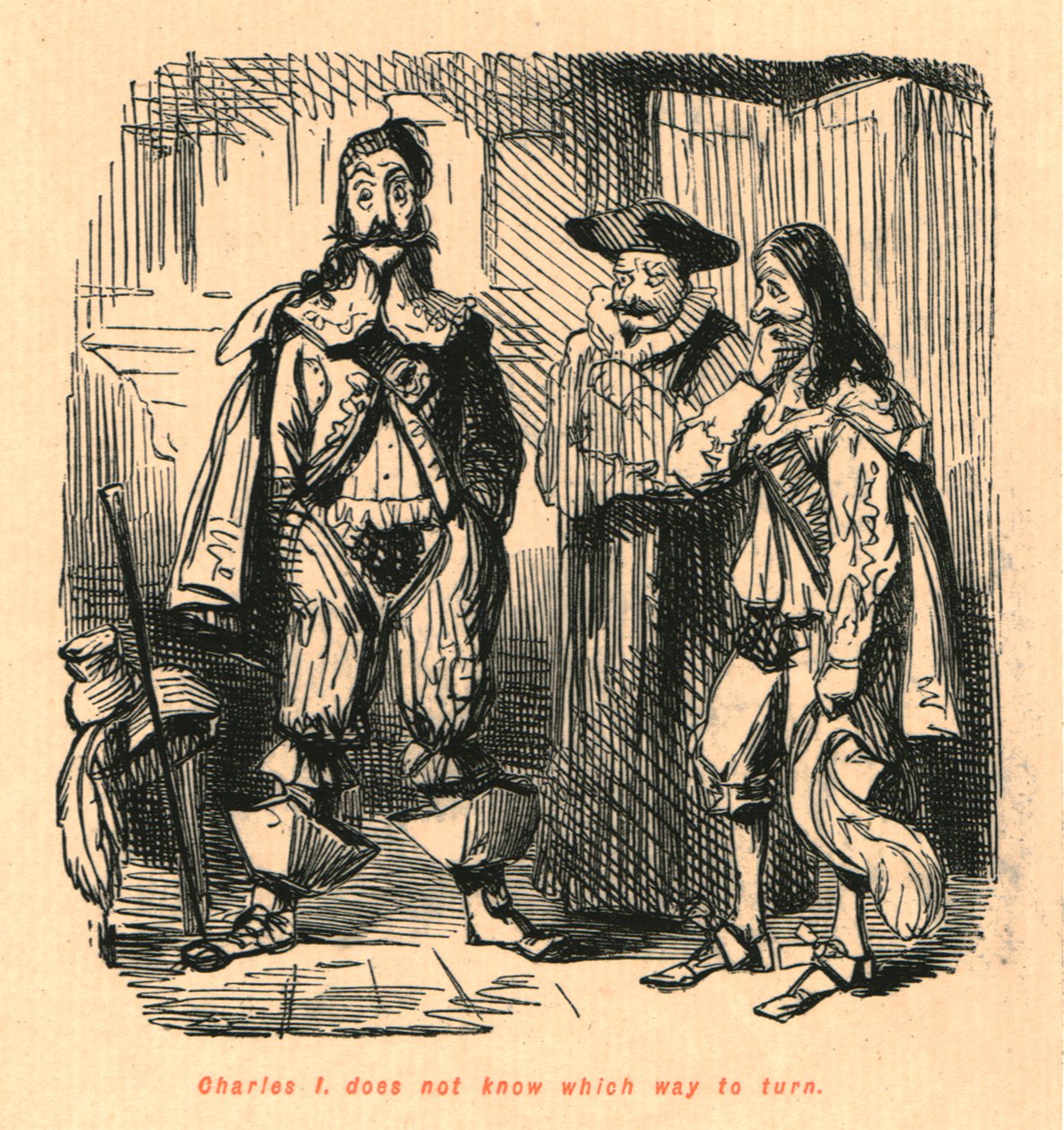 Charles I. ved ikke, hvilken vej han skal vende, 1897. af John Leech