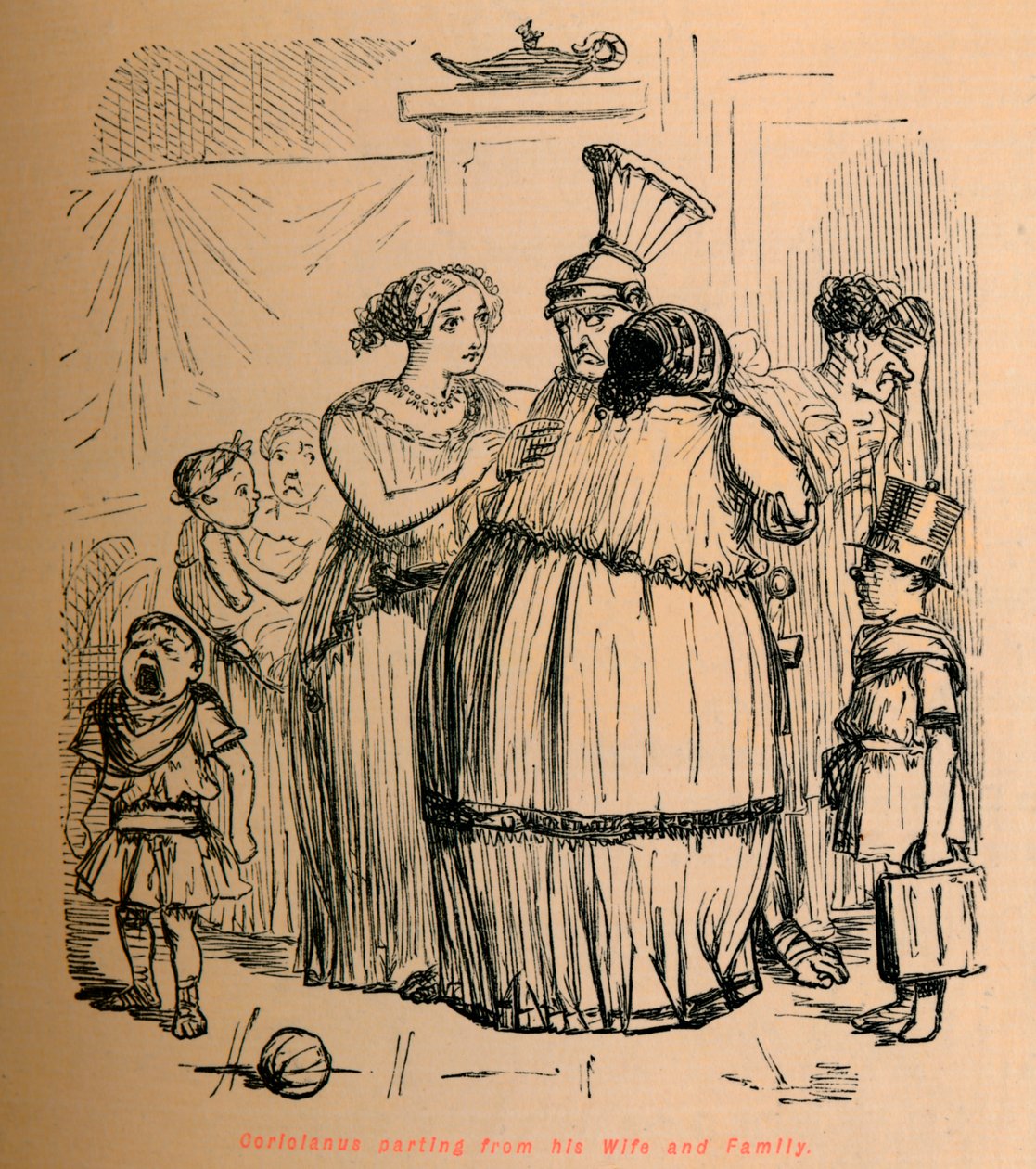 Coriolanus skilles fra sin kone og familie, 1852 af John Leech
