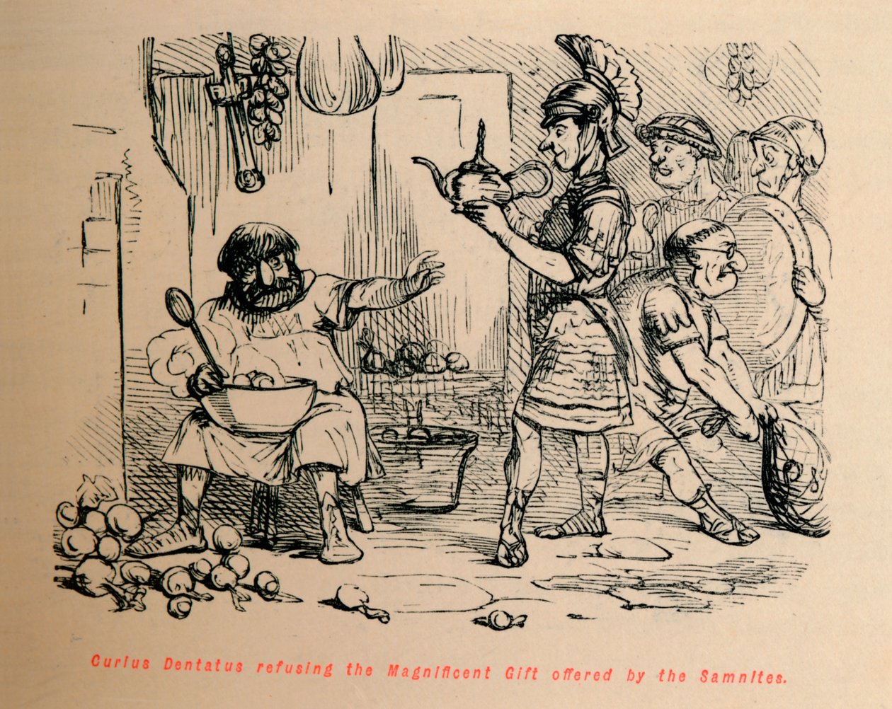 Curius Dentatus nægtede den storslåede gave, der blev tilbudt af samniterne, 1852 af John Leech