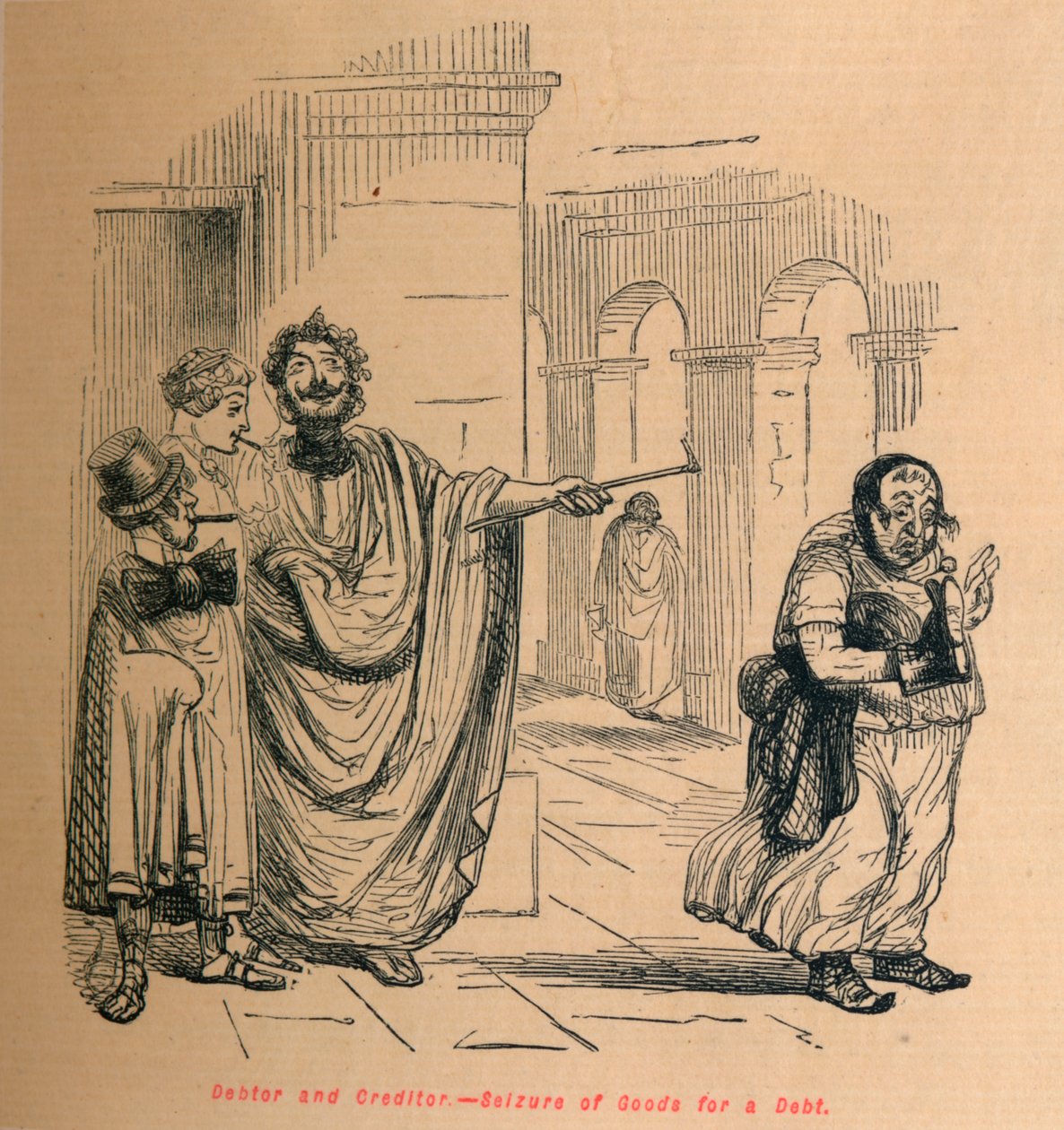 Debitor og Kreditor - Beslaglæggelse af varer for en gæld, 1852 af John Leech