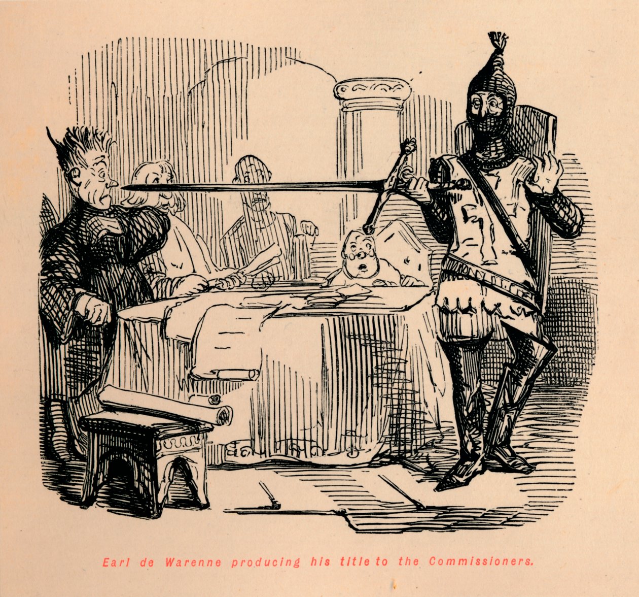 Earl de Warenne producerer sin titel til Commissioners, c1860, c1860 af John Leech