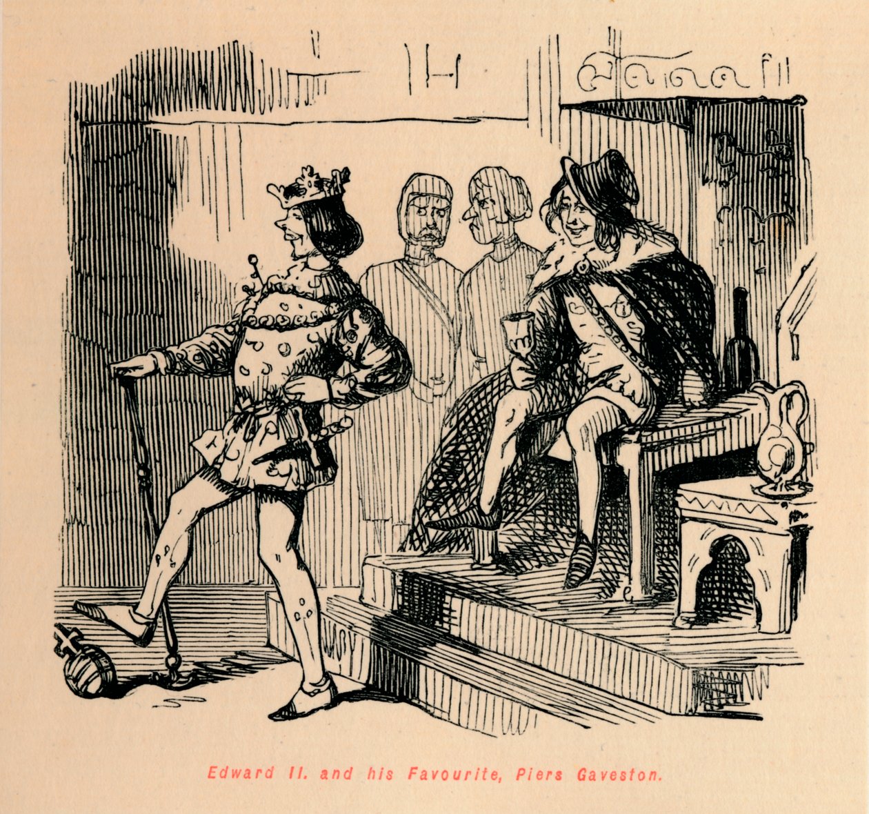 Edvard II. og hans favorit, Piers Gaveston, c1860, c1860 af John Leech