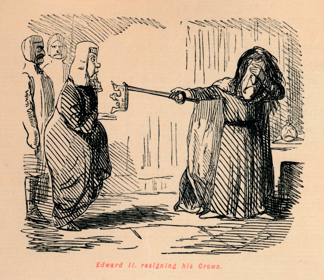 Edvard II. fratræde sin krone, c1860, c1860 af John Leech