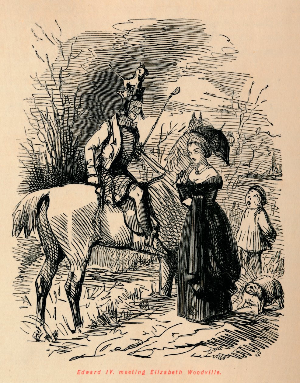 Edward IV, møde Elizabeth Woodville, c1860, c1860. af John Leech