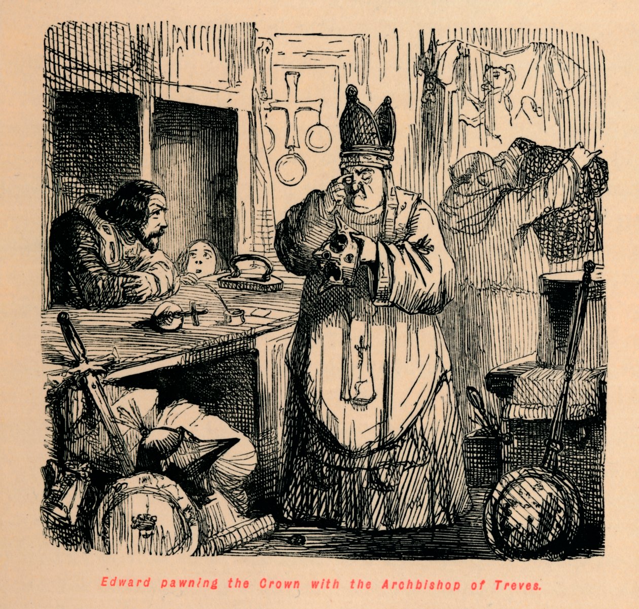 Edward pantsætter kronen med ærkebiskoppen af Treves, c1860, c1860 af John Leech