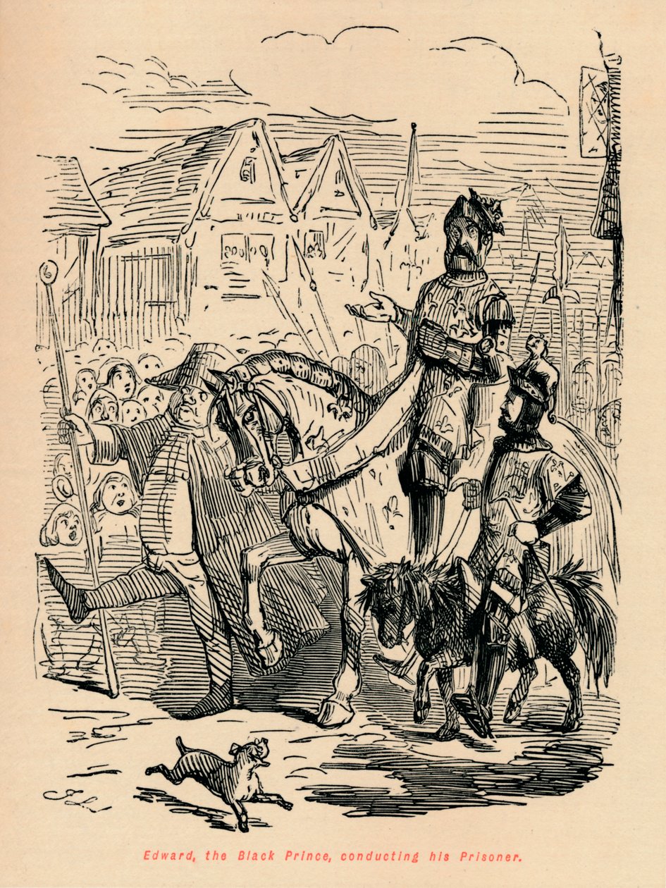 Edward den sorte prins, dirigerer sin fange, c1860, c1860 af John Leech