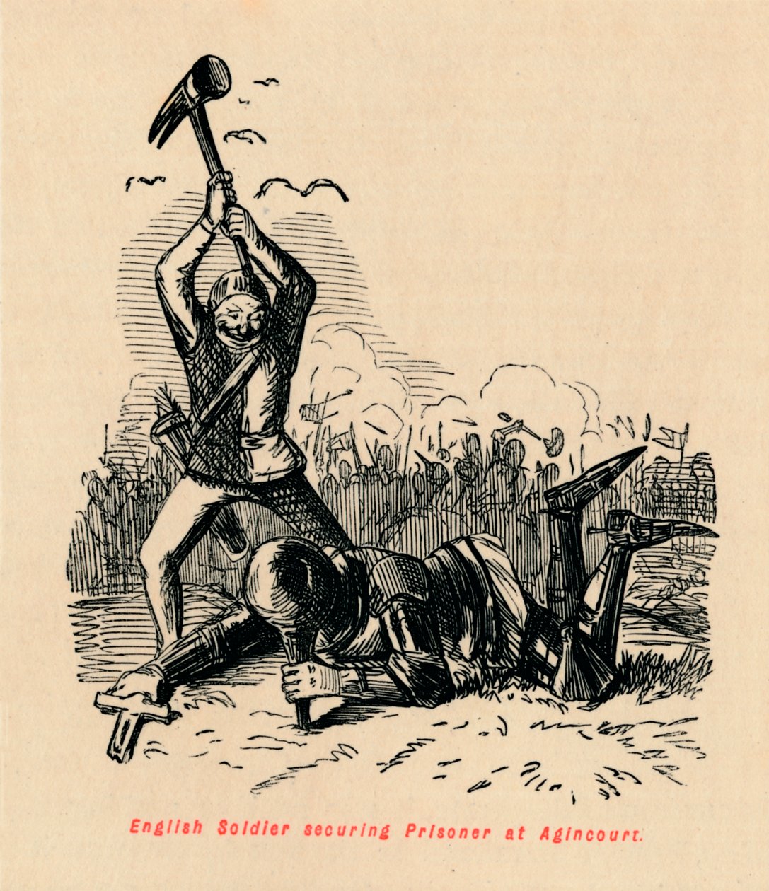 Engelsk soldat, der sikrer fange ved Agincourt, c1860, c1860 af John Leech