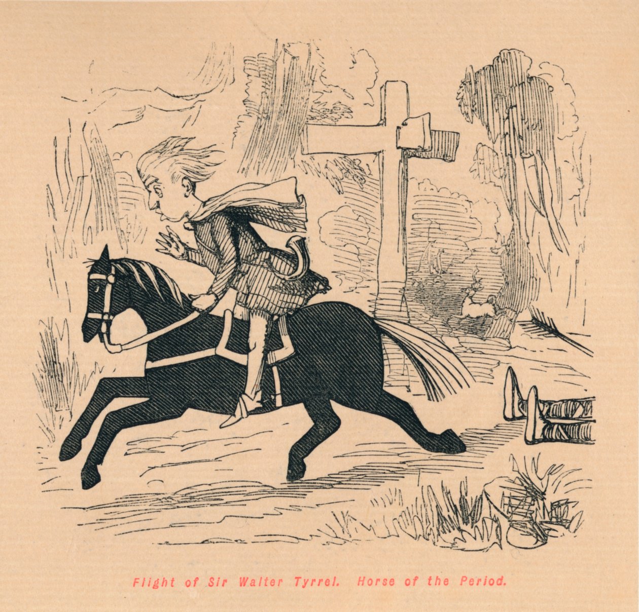 Sir Walter Tyrrels flyvning. Periodens hest, c1860, c1860 af John Leech