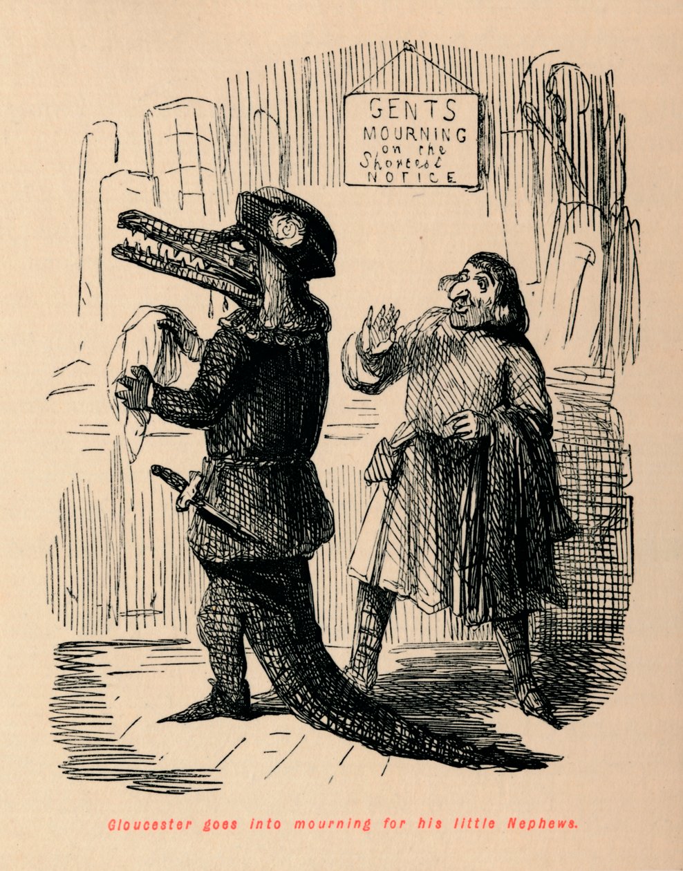 Gloucester går i sorg over denne lille nevø, af John Leech