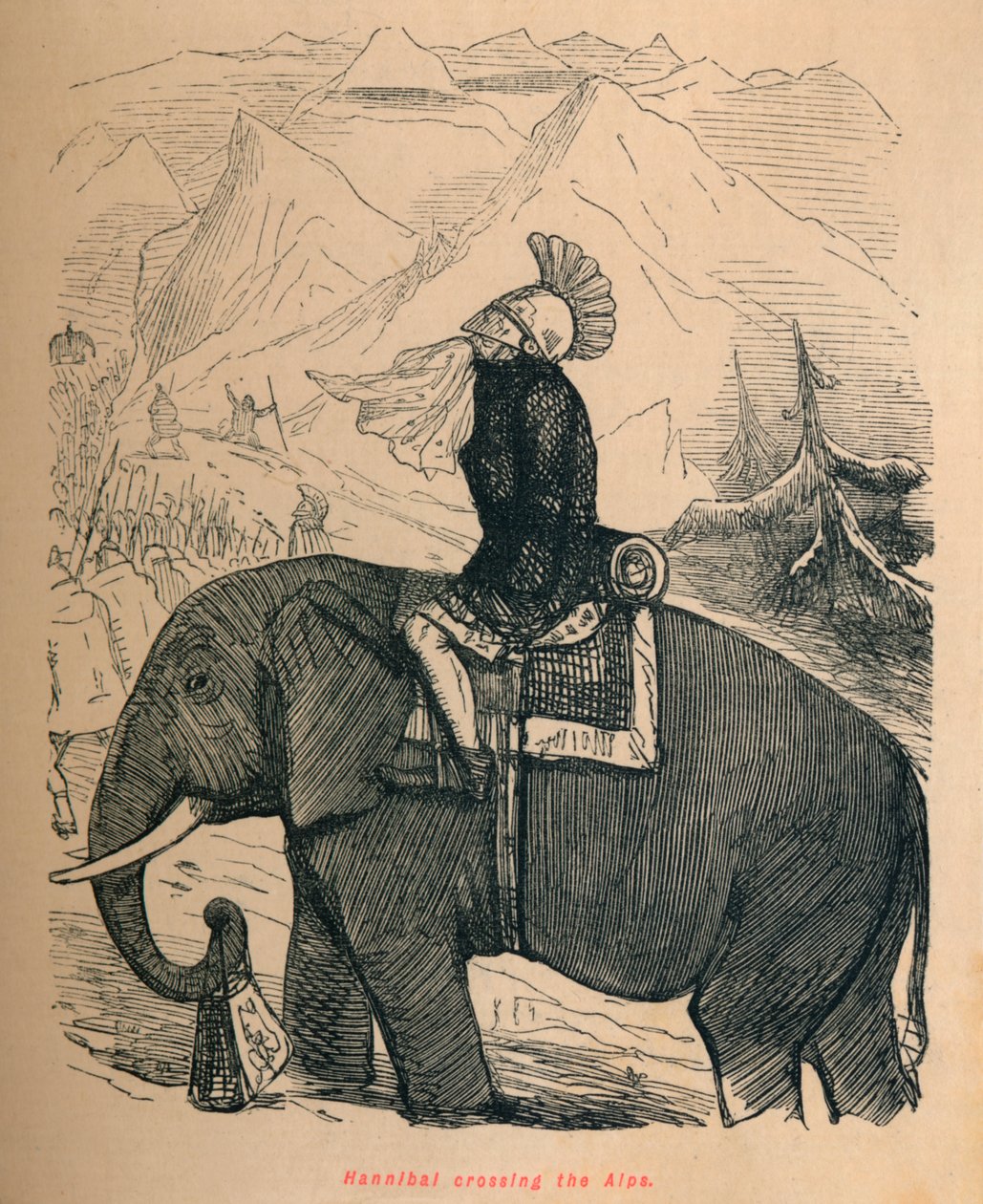 Hannibal krydser Alperne, 1852 af John Leech