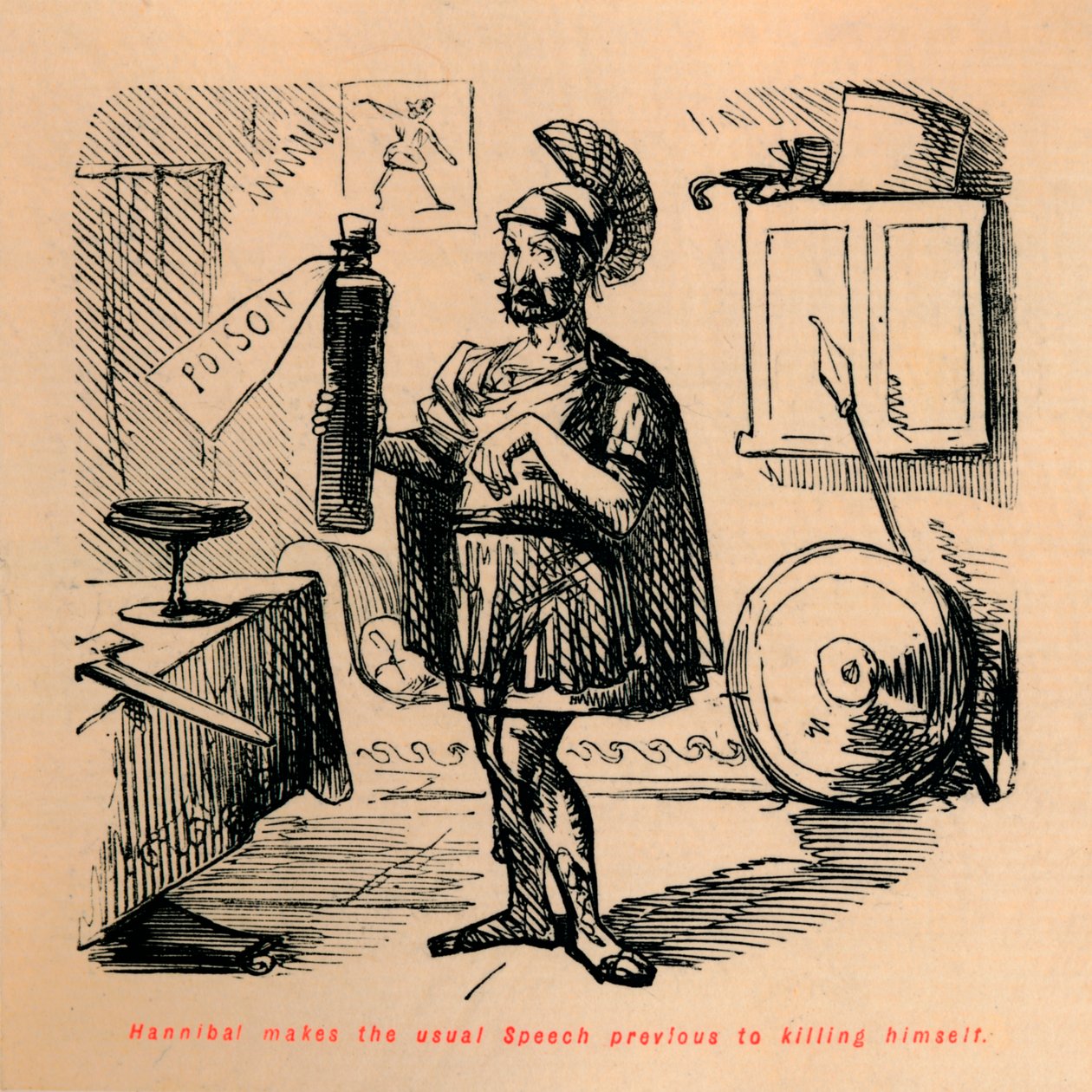 Hannibal holder den sædvanlige tale, før han tog sit selvmord, 1852 af John Leech