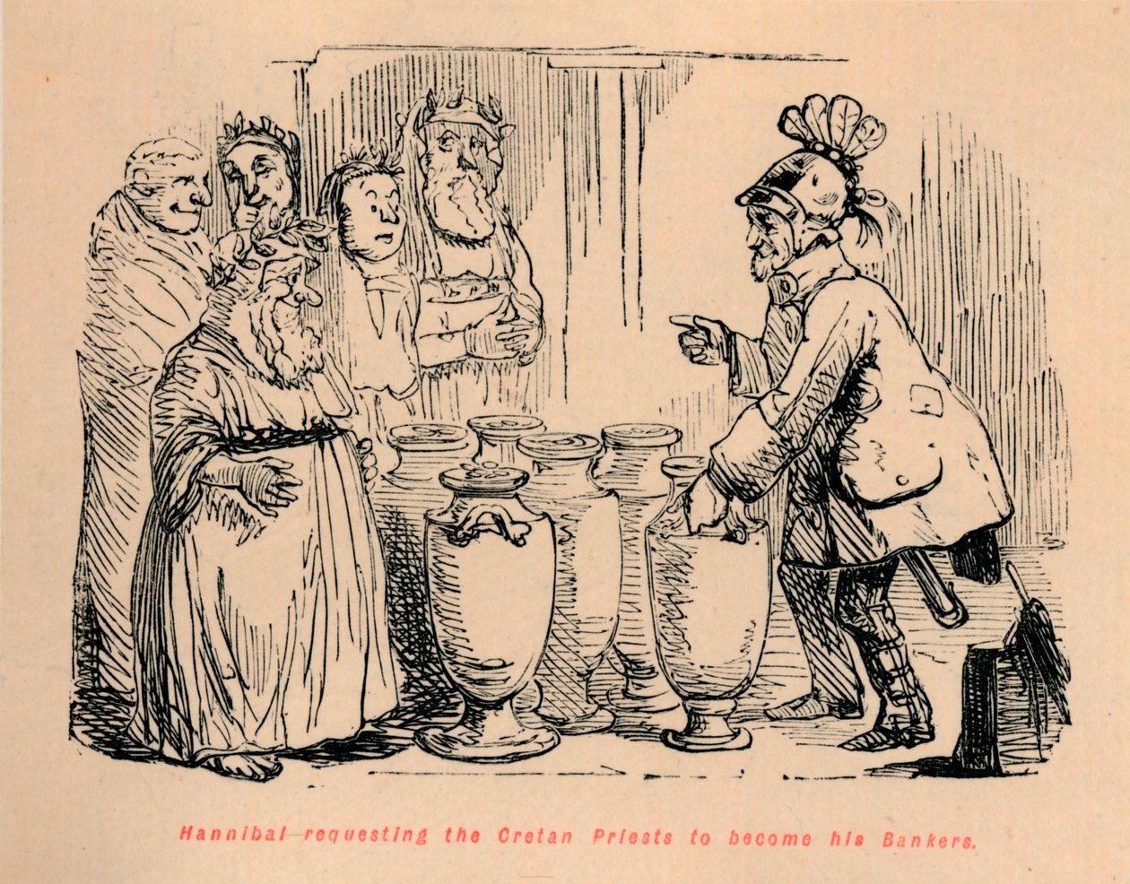 Hannibal anmodede de kretensiske præster om at blive hans bankmænd, 1852 af John Leech