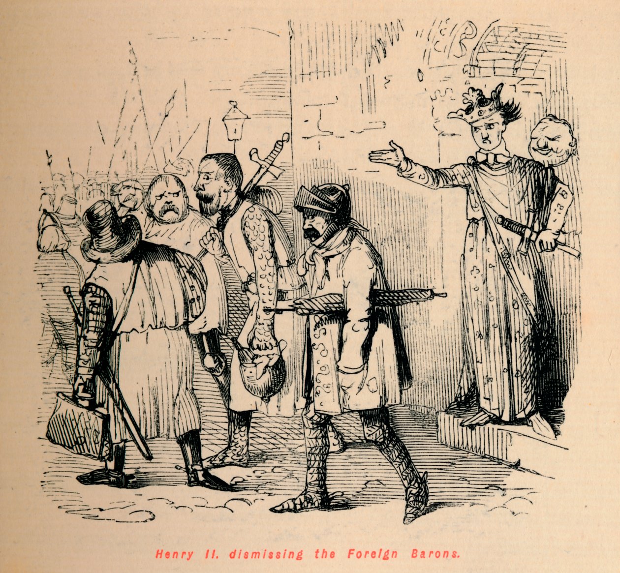 Henrik II. afskedigelse af de fremmede baroner, c1860, c1860 af John Leech
