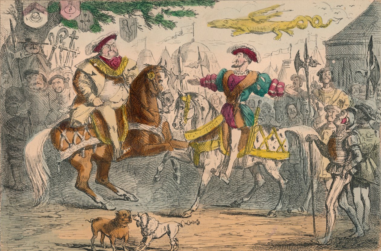 Henrik VIII, møde Frans I, 1850 af John Leech