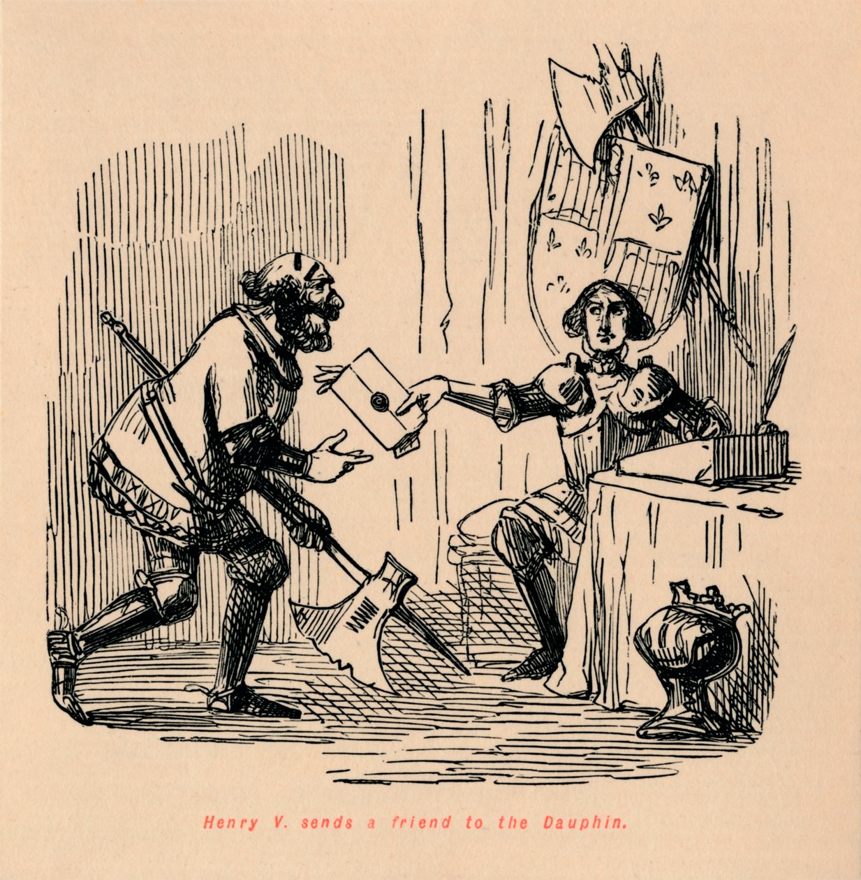 Henry V. sender en ven til Dauphin, c1860, c1860 af John Leech