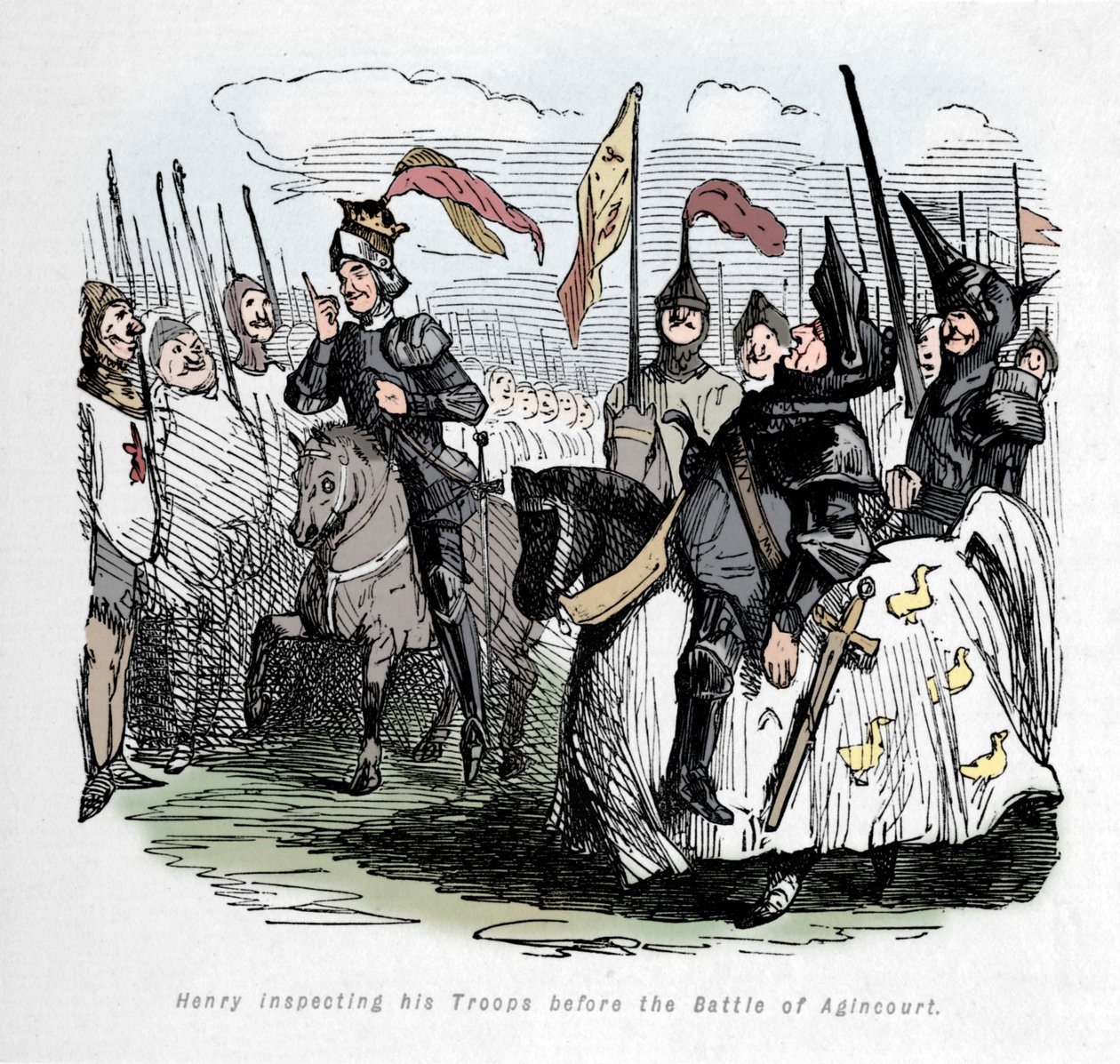 Henry inspicerer sine tropper før slaget ved Agincourt, c1860, c1860 af John Leech